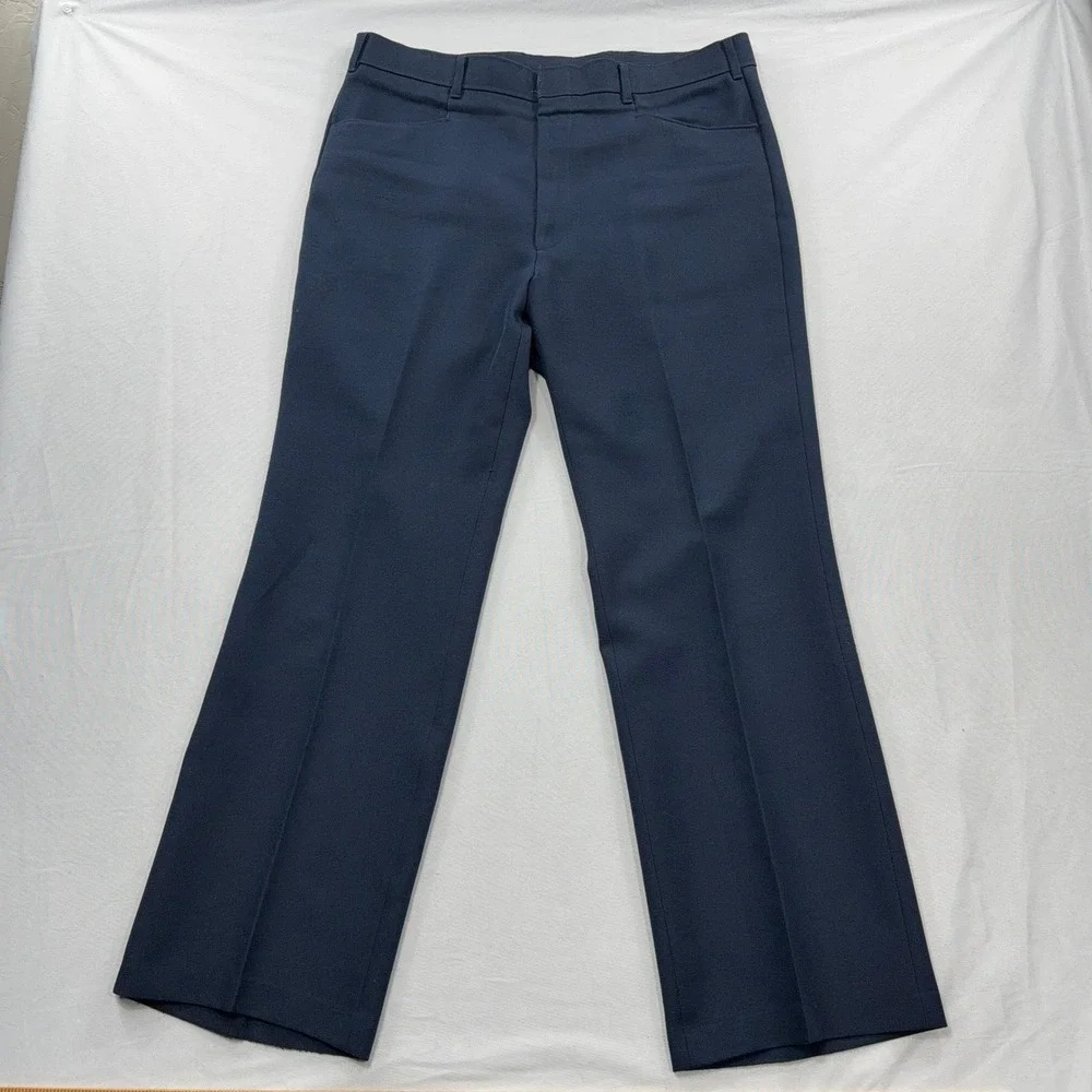 Levi's Action Slacks Sta-Prest Vintage Trousers Navy Blue Mens 36x31